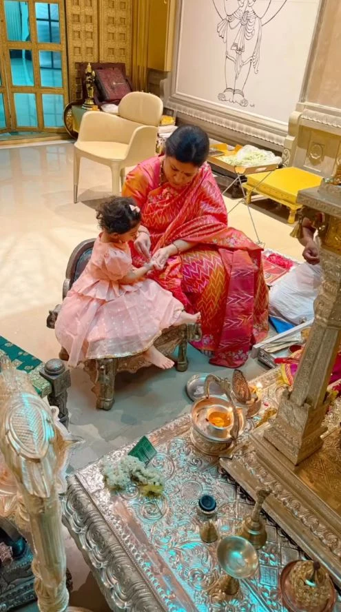 Ram Charan Daughter Klin Kaara Ugadi Pooja with Upasana and Surekha
