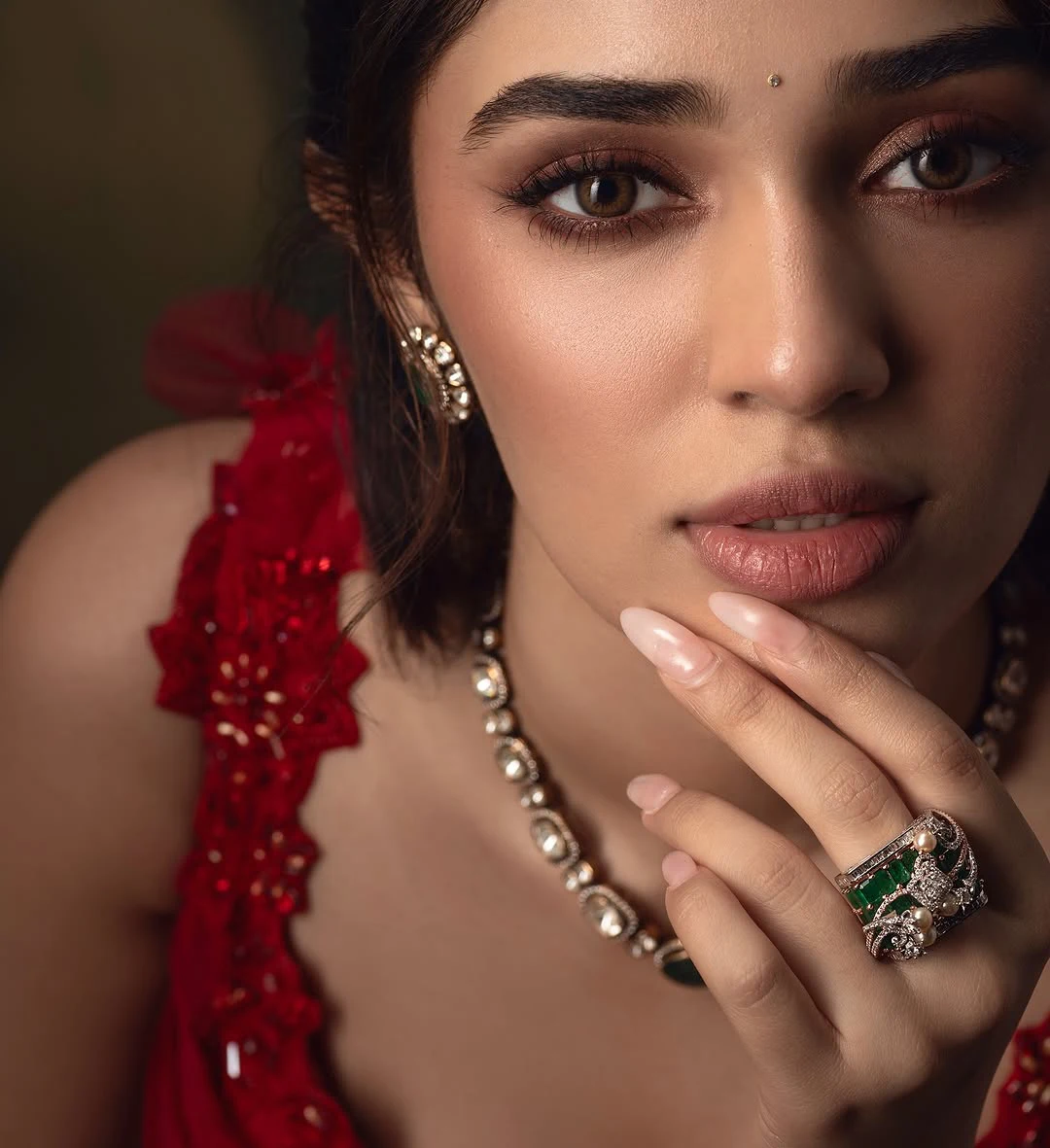 Krithi Shetty Shines in Red Dress