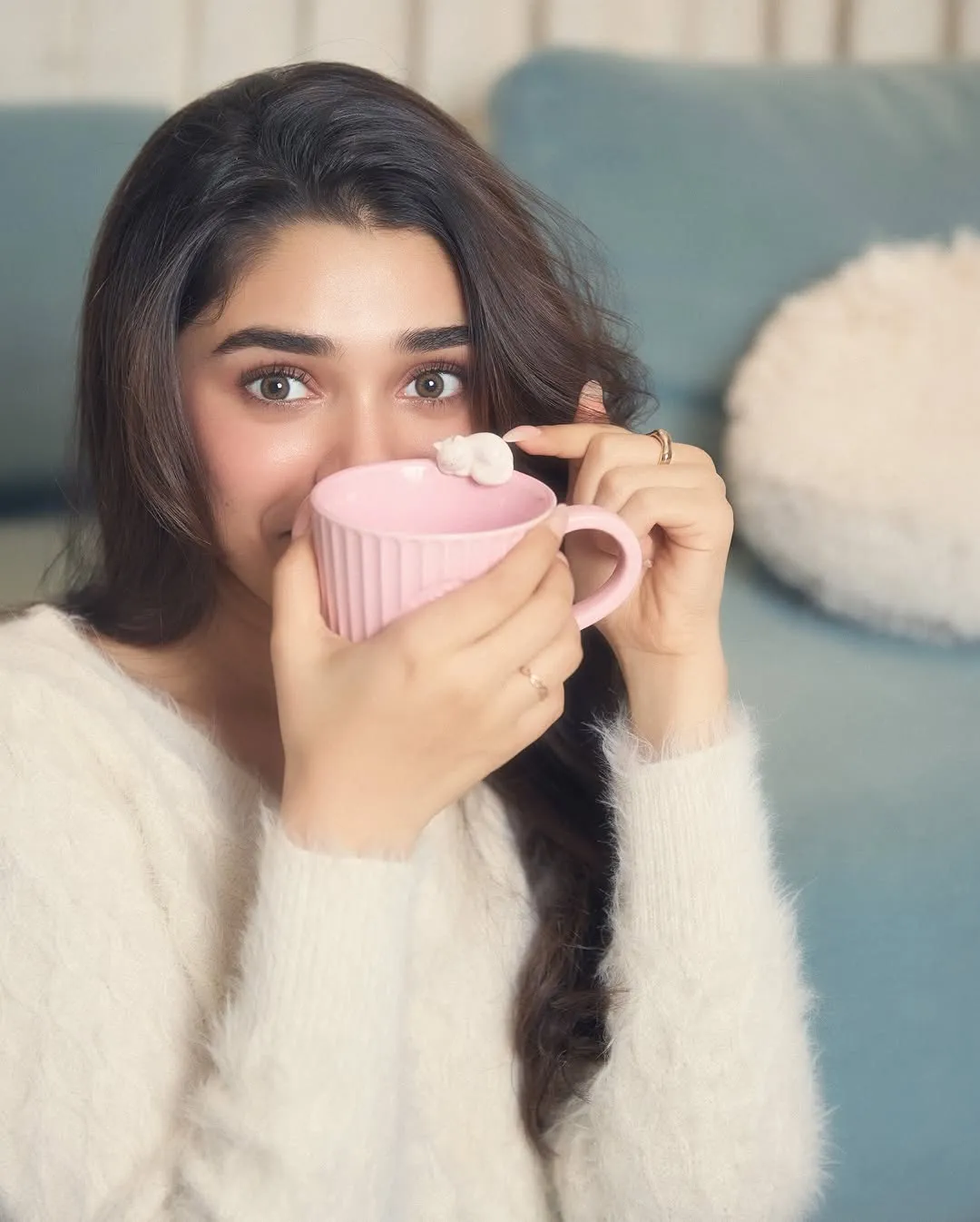 Krithi Shetty Cute Photos while Drinking Coffee