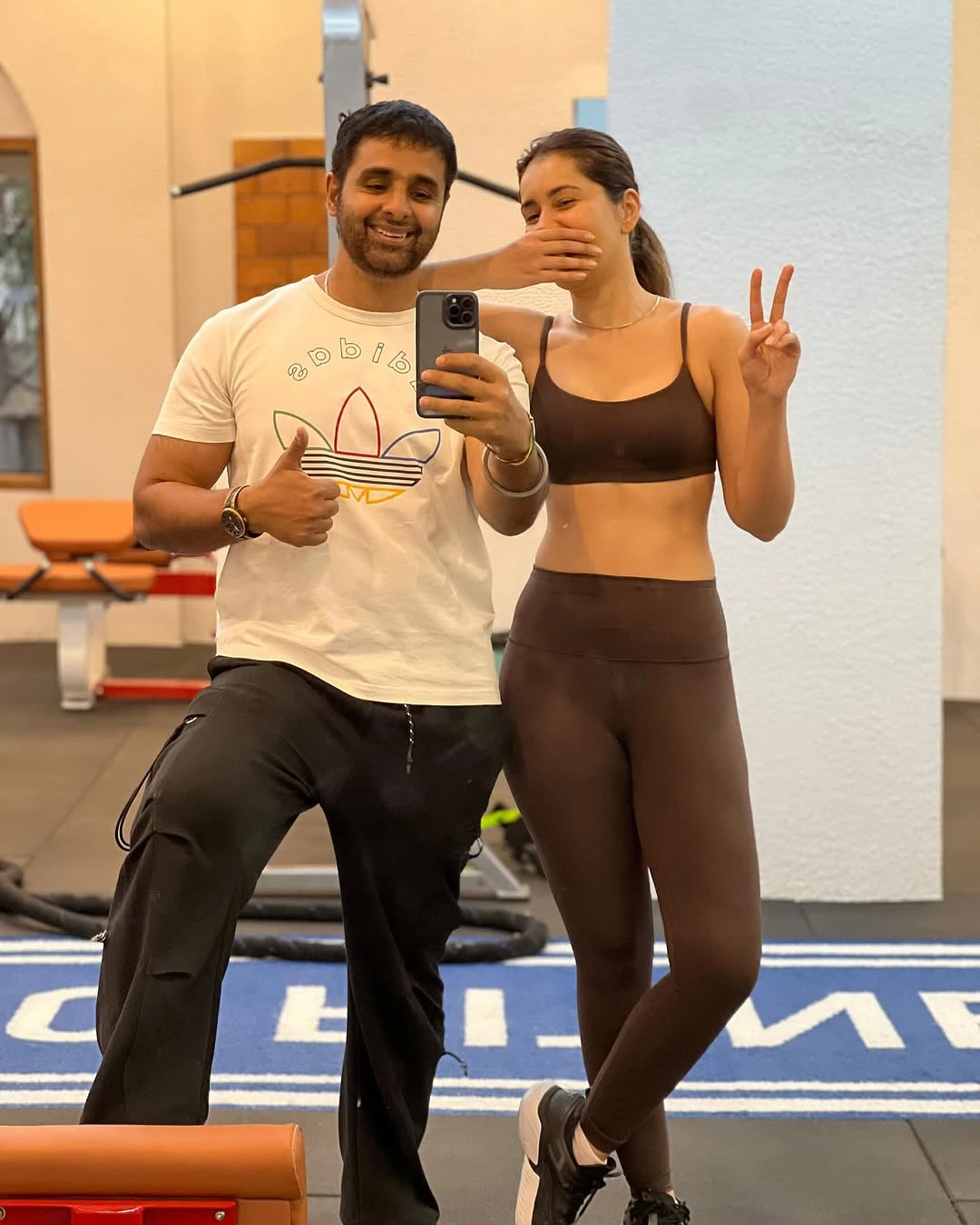 Raashii Khanna Photos with Gym Trainer