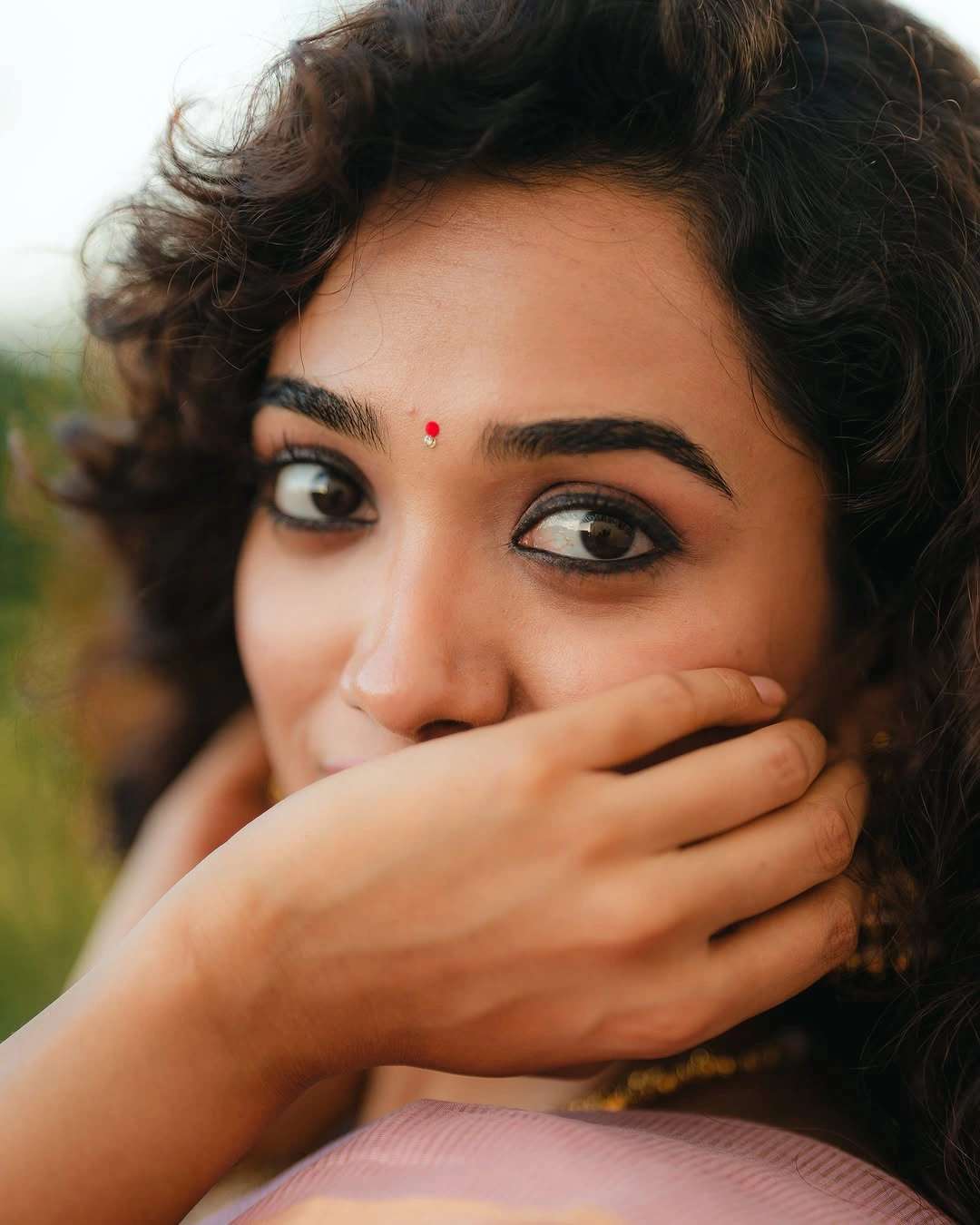 Saanve Megghana Cute Photos in Saree
