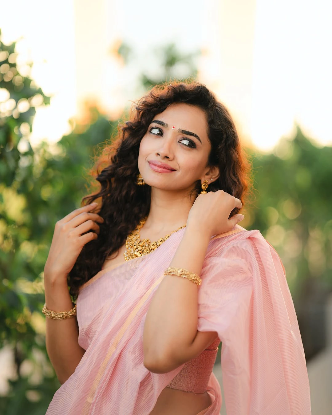 Saanve Megghana Cute Photos in Saree