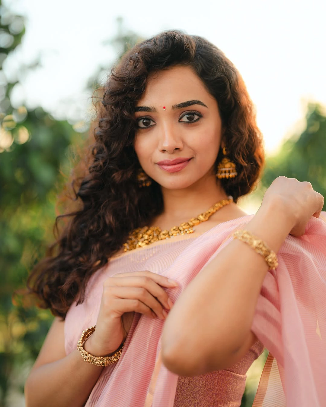 Saanve Megghana Cute Photos in Saree
