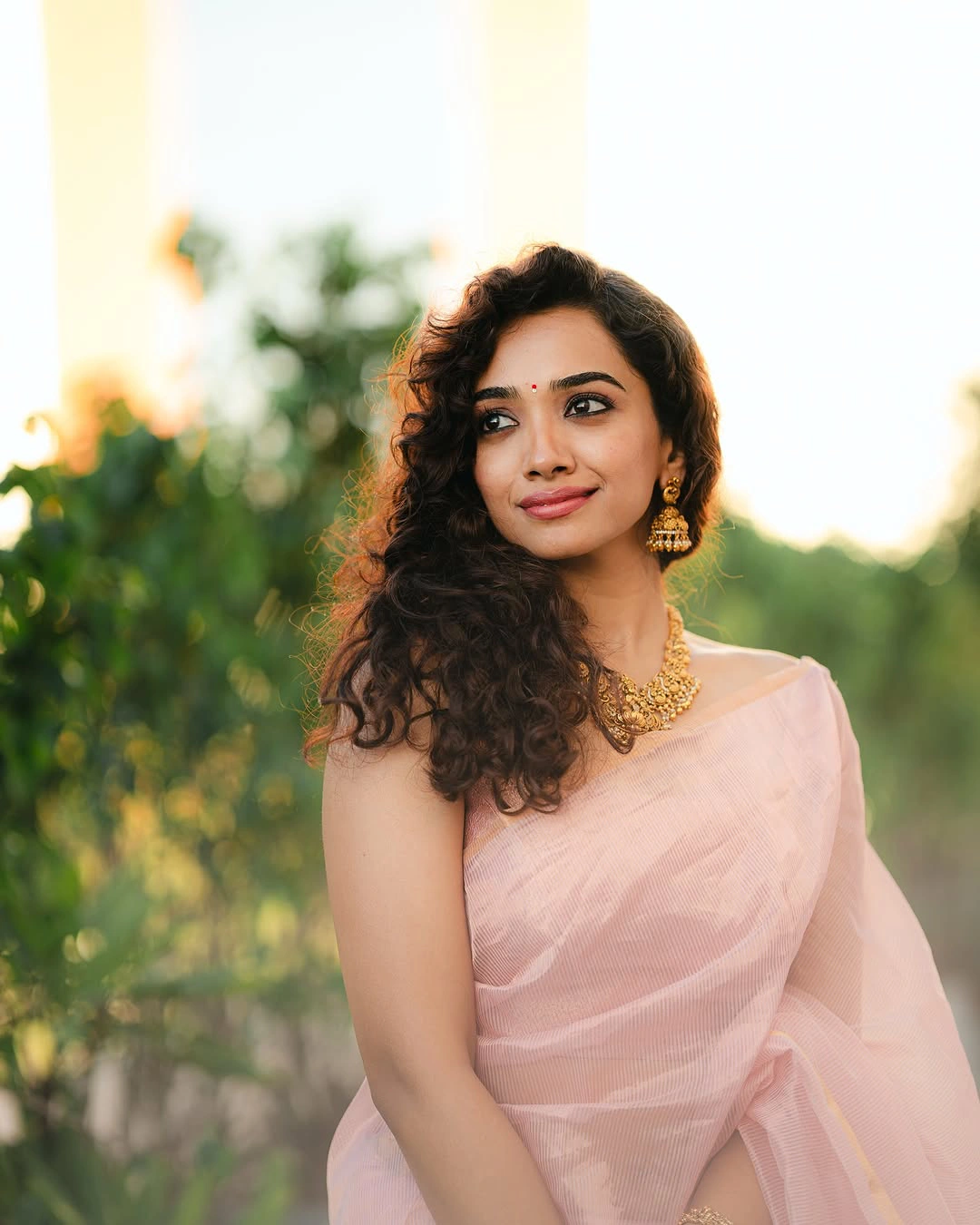 Saanve Megghana Cute Photos in Saree
