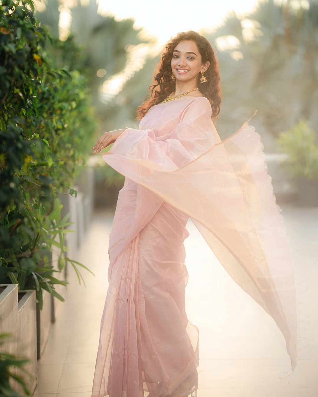 Saanve Megghana Cute Photos in Saree