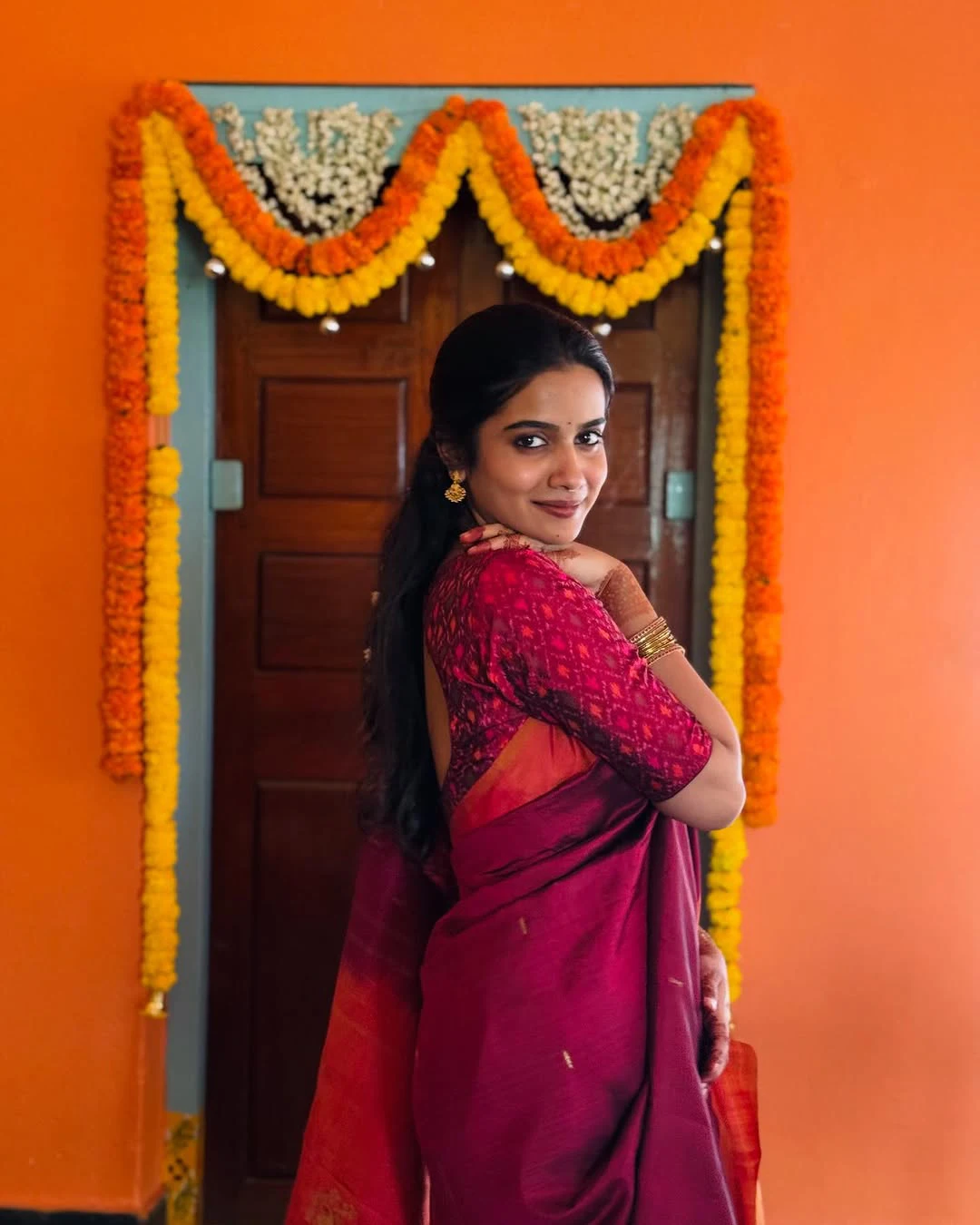 Sri Gouri Priya Traditional Photos in her Mother Saree