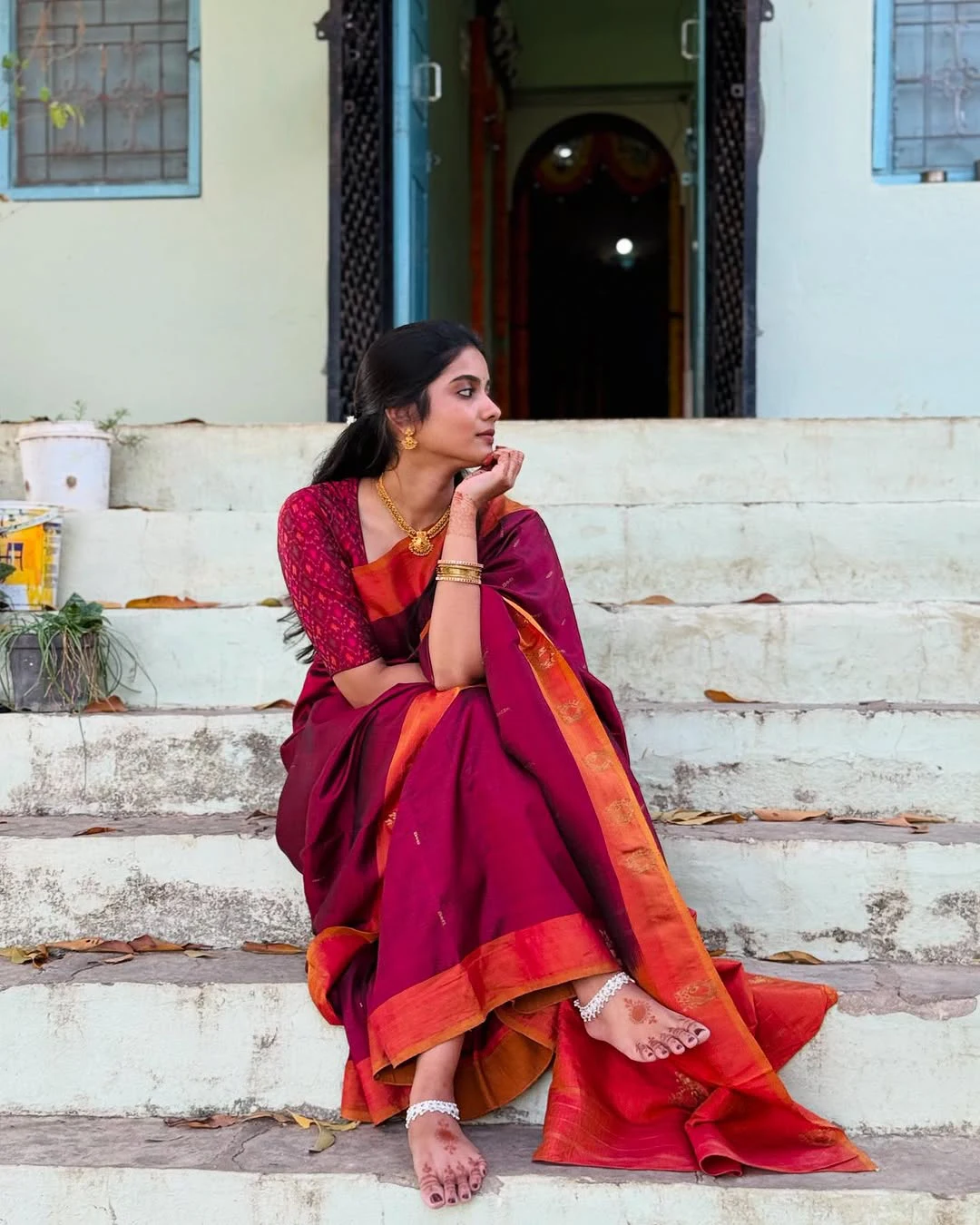 Sri Gouri Priya Traditional Photos in her Mother Saree