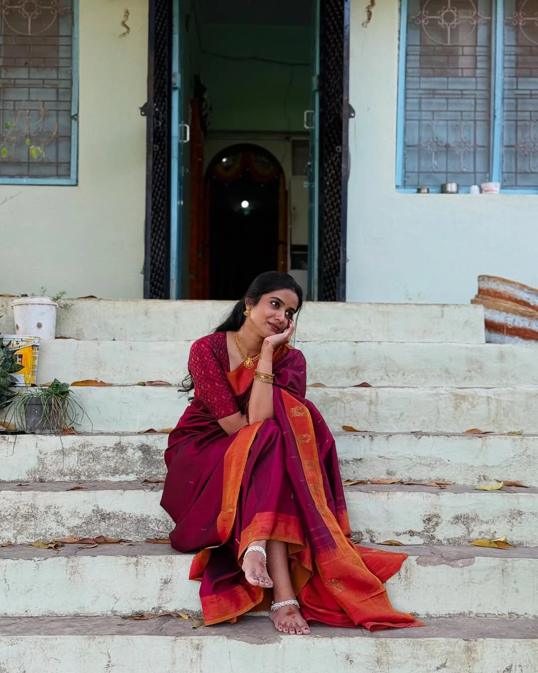 Sri Gouri Priya Traditional Photos in her Mother Saree