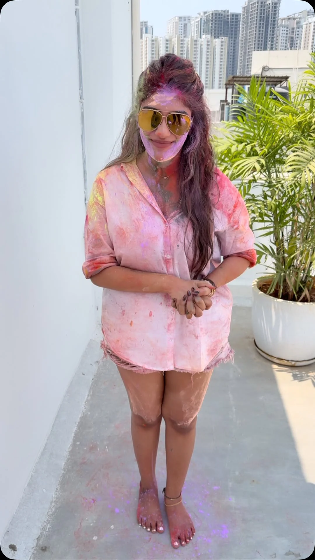 Supritha Celebrates Holi with Friends