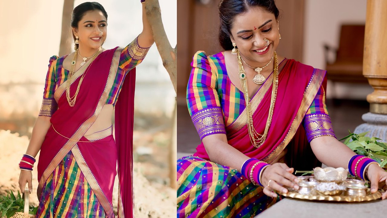 Vithika Sheru : వరుణ్ సందేశ్ భార్య, నటి వితిక షేరు ఉగాది స్పెషల్ ఫొటోలు.. హాఫ్ శారీలో..