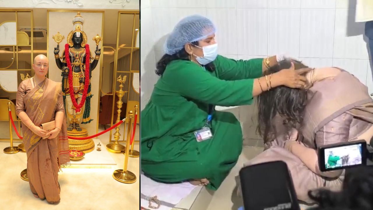 శ్రీవారికి తలనీలాలు సమర్పించుకున్న పవన్ కల్యాణ్ భార్య అన్నా కొణిదెల శ్రీవారికి తలనీలాలు సమర్పించుకున్న పవన్ కల్యాణ్ భార్య అన్నా కొణిదెల