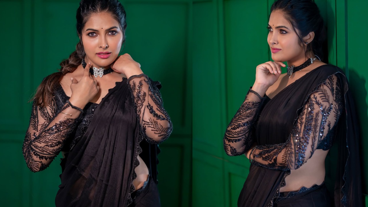 Divi : నలుపు చీరలో నిగనిగలాడే అందాలతో దివి..