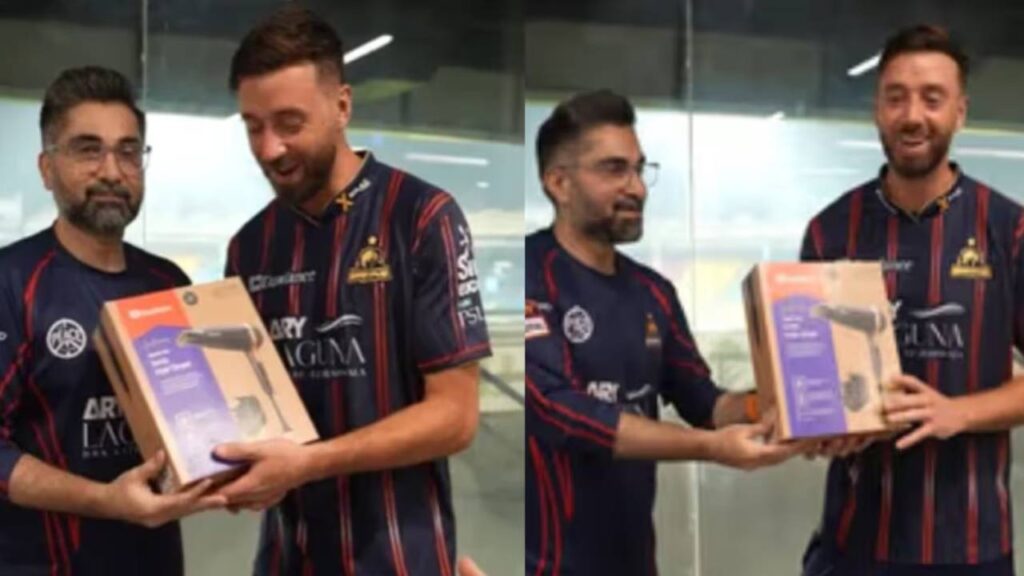 James Vince receives hair dryer for Player of the Match winning century in PSL 2025
