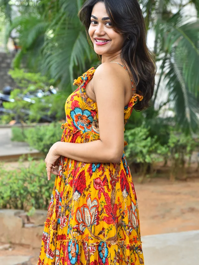 Payal Radhakrishna in Short Gown at Chaurya Paatam Trailer launch Event