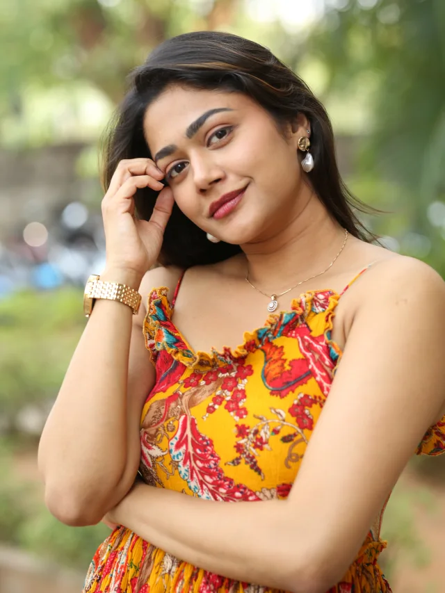Payal Radhakrishna in Short Gown at Chaurya Paatam Trailer launch Event