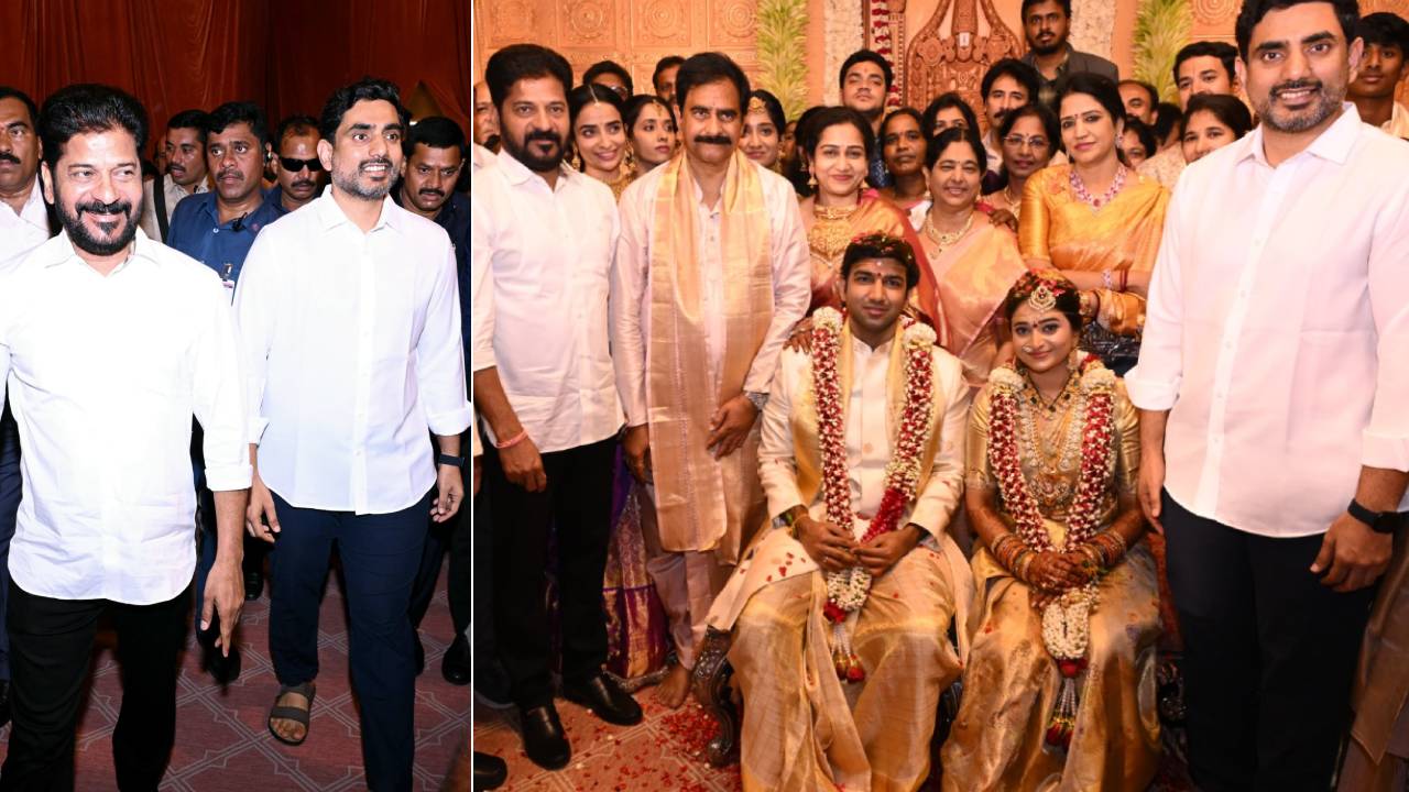 టీడీపీ నేత దేవినేని ఉమా కుమారుడి వివాహ వేడుకలో సందడి చేసిన సీఎం రేవంత్ రెడ్డి, మంత్రి నారా లోకేశ్.. ఫొటోలు