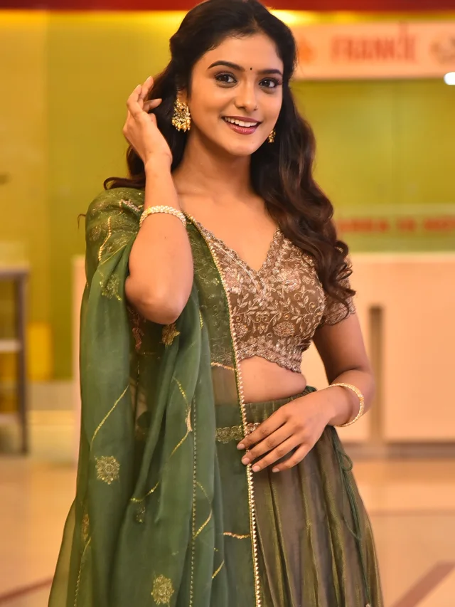 Roopa Koduvayur Cute Photos from Sarangapani Jathakam Trailer Launch Event