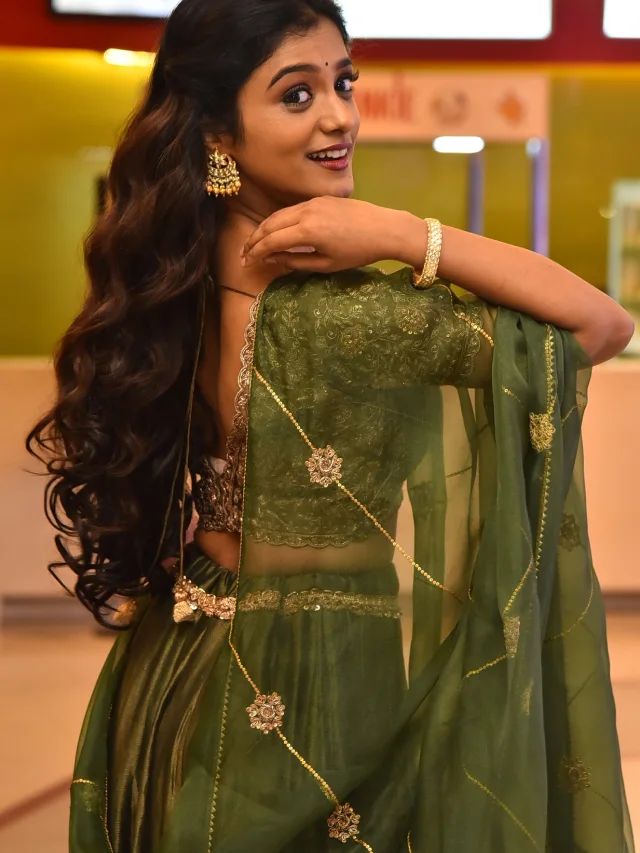 Roopa Koduvayur Cute Photos from Sarangapani Jathakam Trailer Launch Event