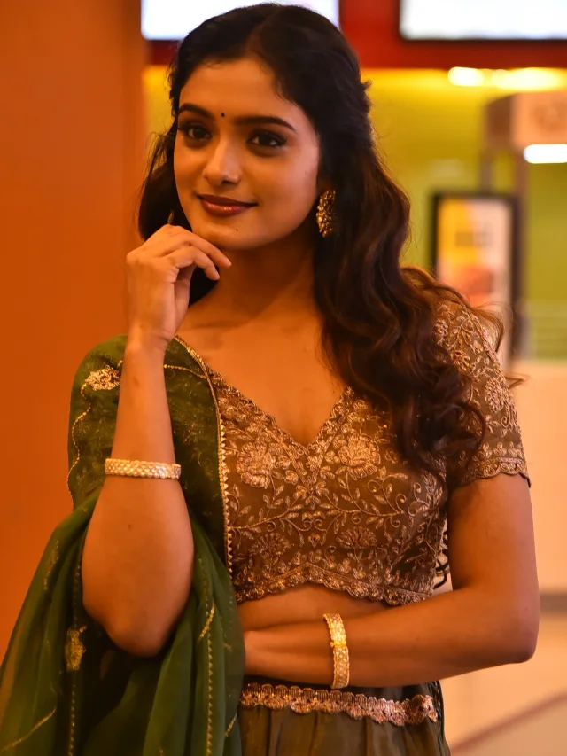 Roopa Koduvayur Cute Photos from Sarangapani Jathakam Trailer Launch Event