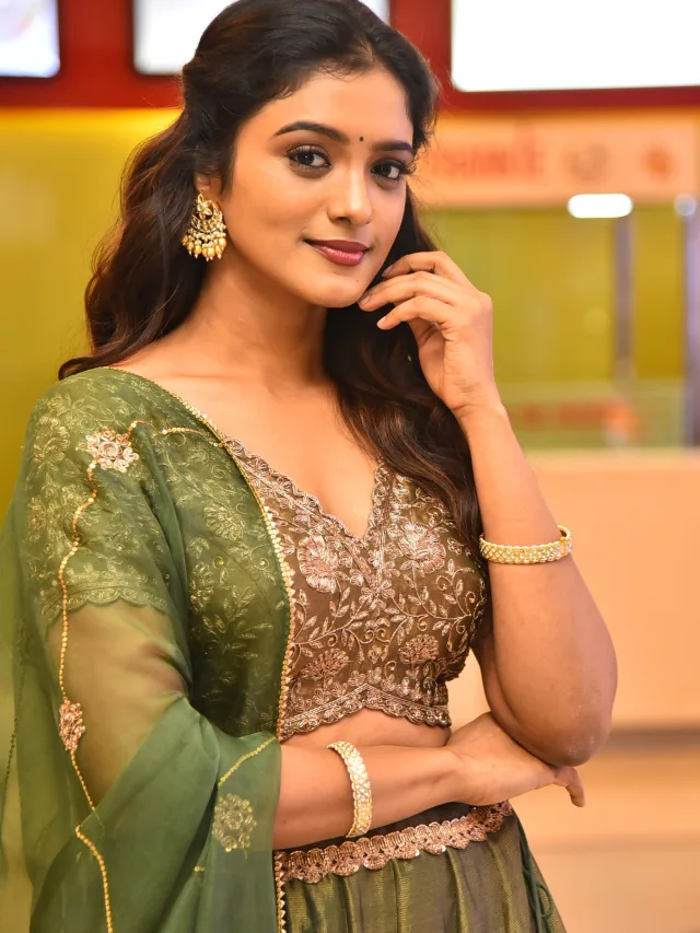 Roopa Koduvayur Cute Photos from Sarangapani Jathakam Trailer Launch Event