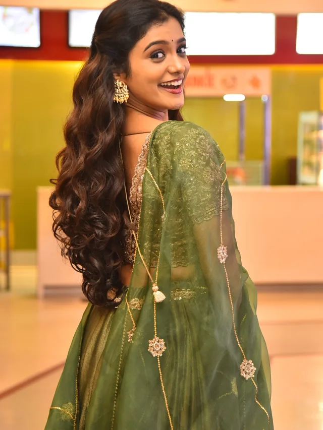 Roopa Koduvayur Cute Photos from Sarangapani Jathakam Trailer Launch Event