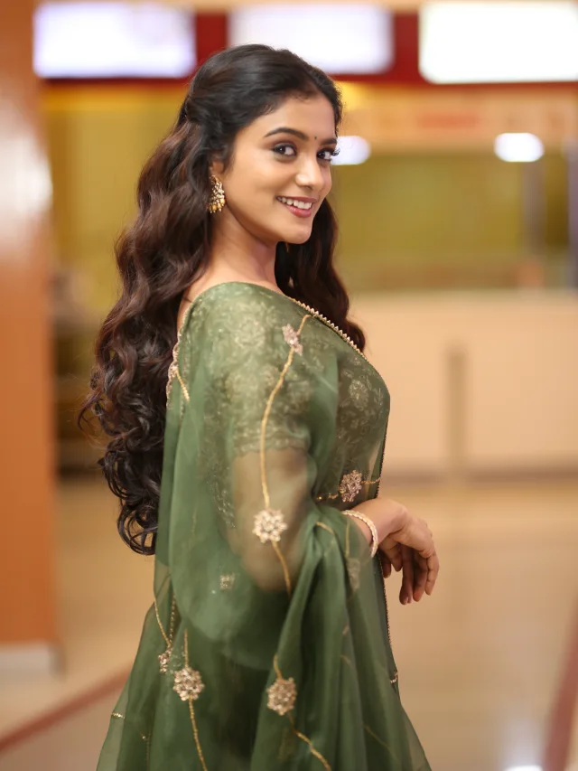 Roopa Koduvayur Cute Photos from Sarangapani Jathakam Trailer Launch Event