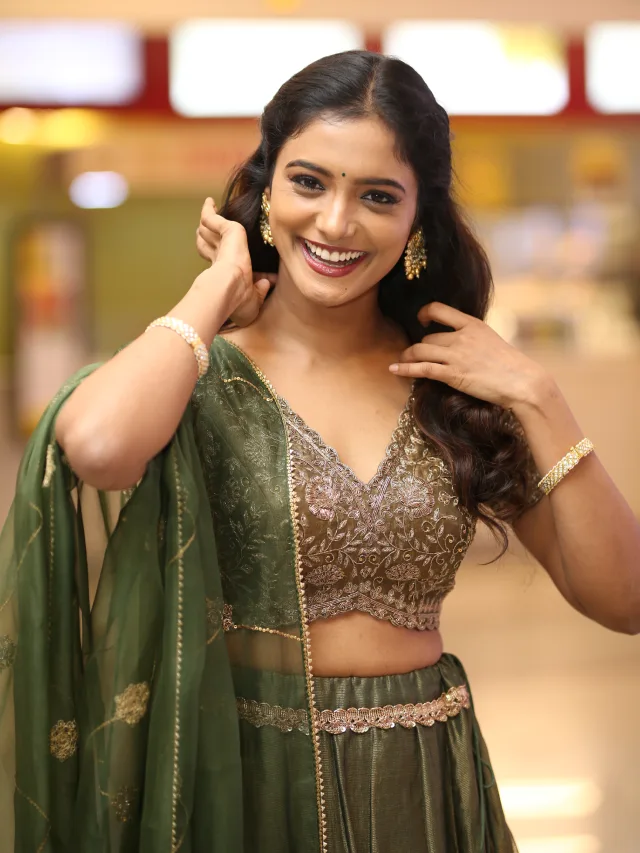 Roopa Koduvayur Cute Photos from Sarangapani Jathakam Trailer Launch Event