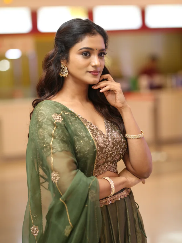 Roopa Koduvayur Cute Photos from Sarangapani Jathakam Trailer Launch Event