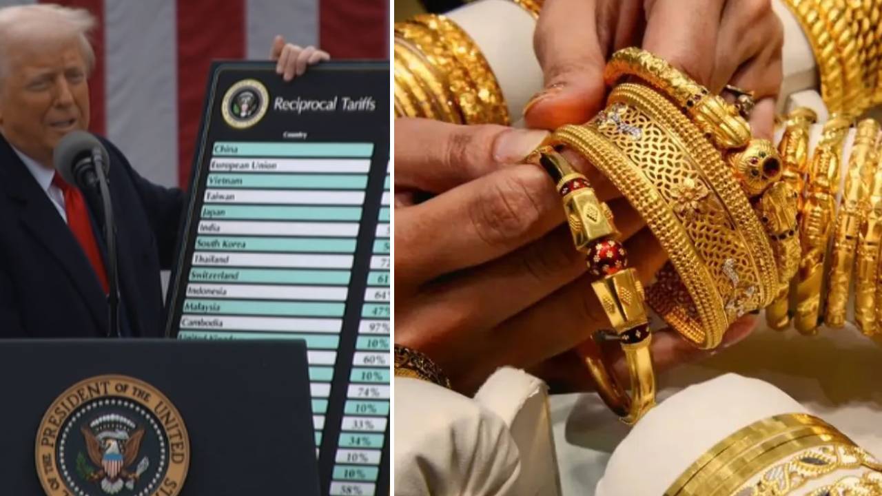 Trump Tariffs: ట్రంప్ ప్రతీకార సుంకాల ఎఫెక్ట్.. బంగారం ధరలు ఎంత పెరిగాయో తెలుసా.. Trump Tariffs: ట్రంప్ ప్రతీకార సుంకాల ఎఫెక్ట్.. బంగారం ధరలు ఎంత పెరిగాయో తెలుసా..
