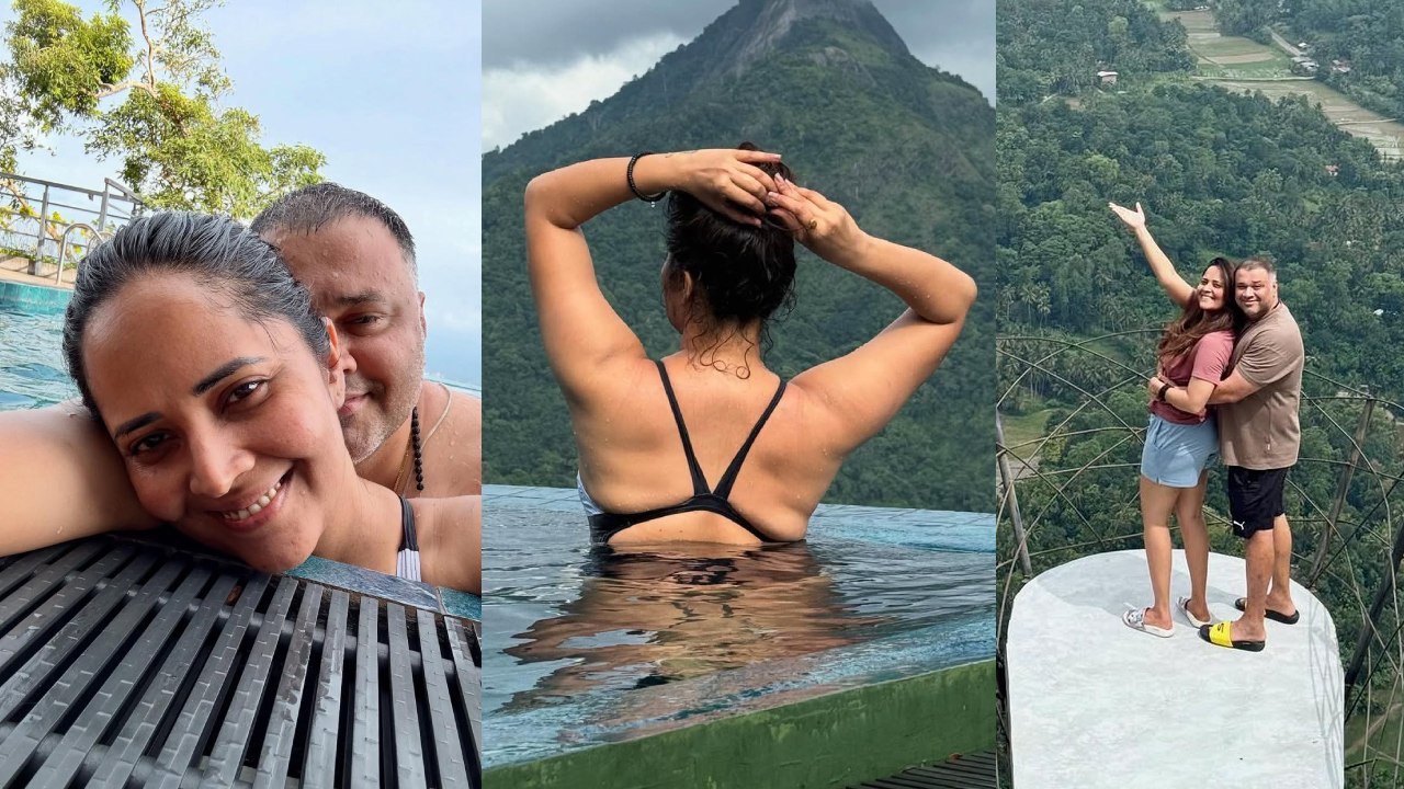 Anasuya Bharadwaj : భర్తతో వెకేషన్ ఎంజాయ్ చేస్తున్న అనసూయ.. స్విమ్మింగ్ పూల్ లో బికినీతో.. ఫోటోలు వైరల్..