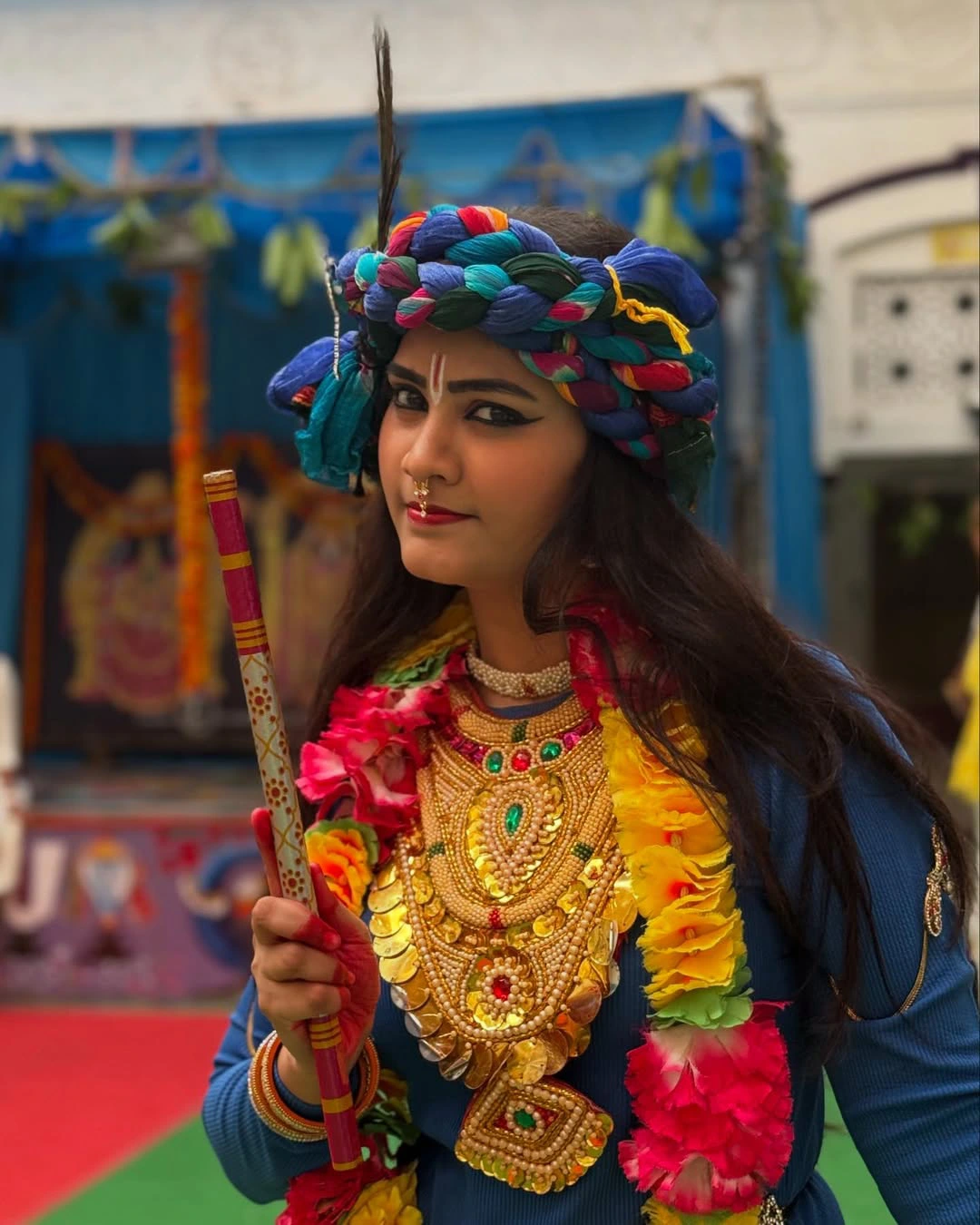 Actress Chandni Rao Looks in Lord Sri Krisha Getup