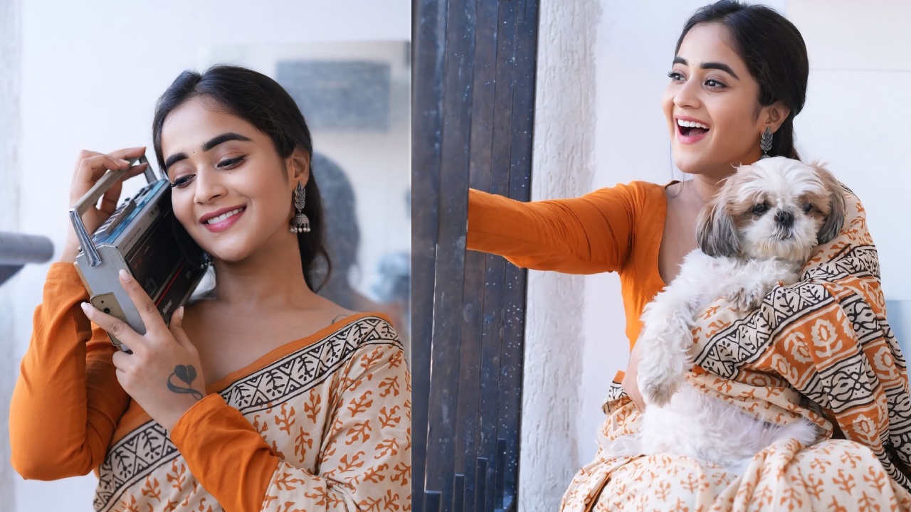 Deepthi Sunaina : చీరకట్టులో క్యూట్ గా కుక్కపిల్లతో దీప్తి సునైనా ఫొటోలు..