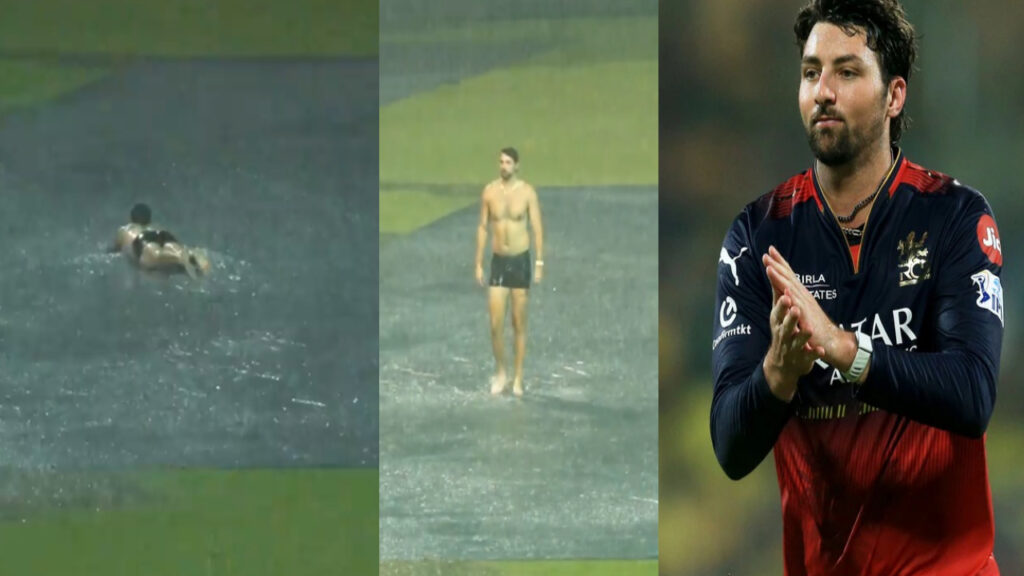 IPL 2025 Tim David enjoying the Bengaluru rain