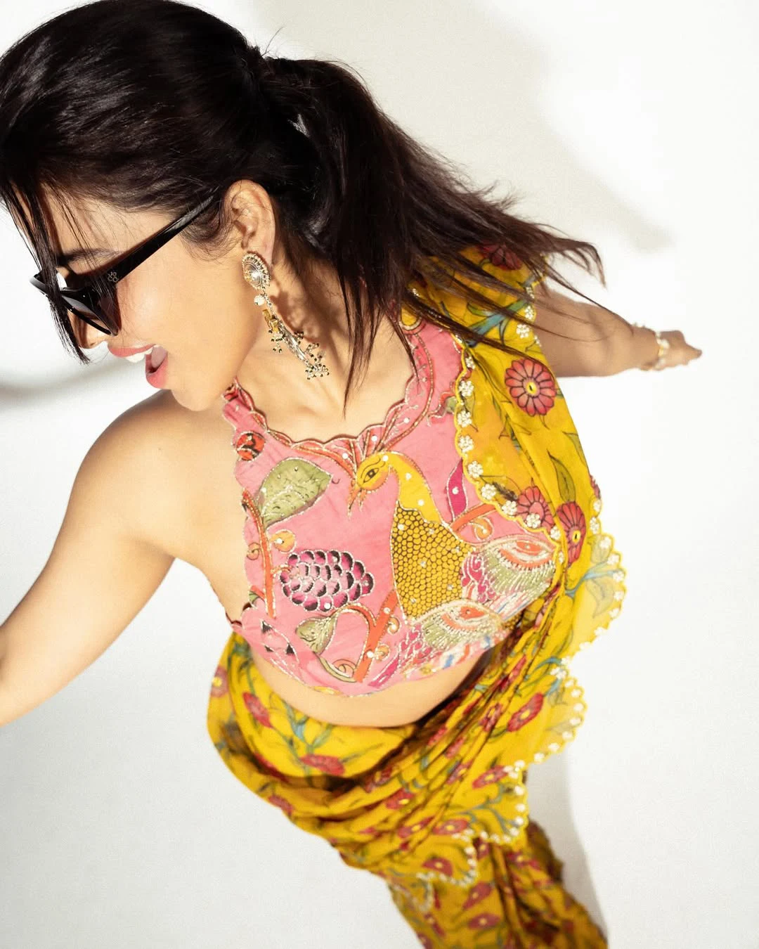 Single Movie Actress Ketika Sharma Stylish Looks in Saree