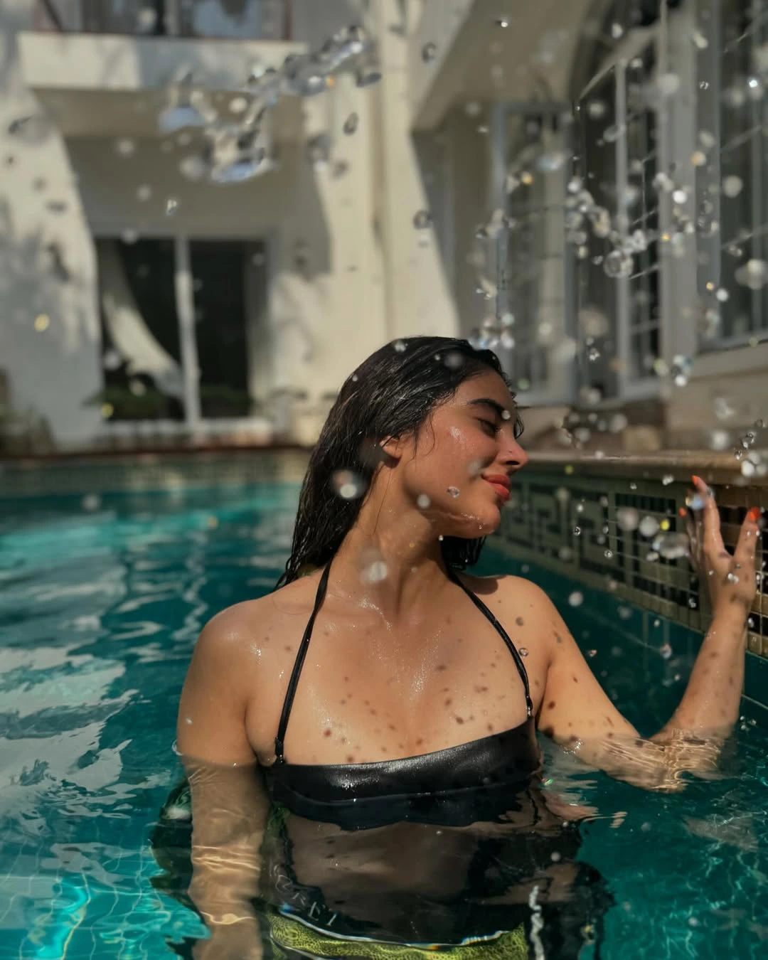 Kushitha Kallapu Enjoying at Swimming Pool
