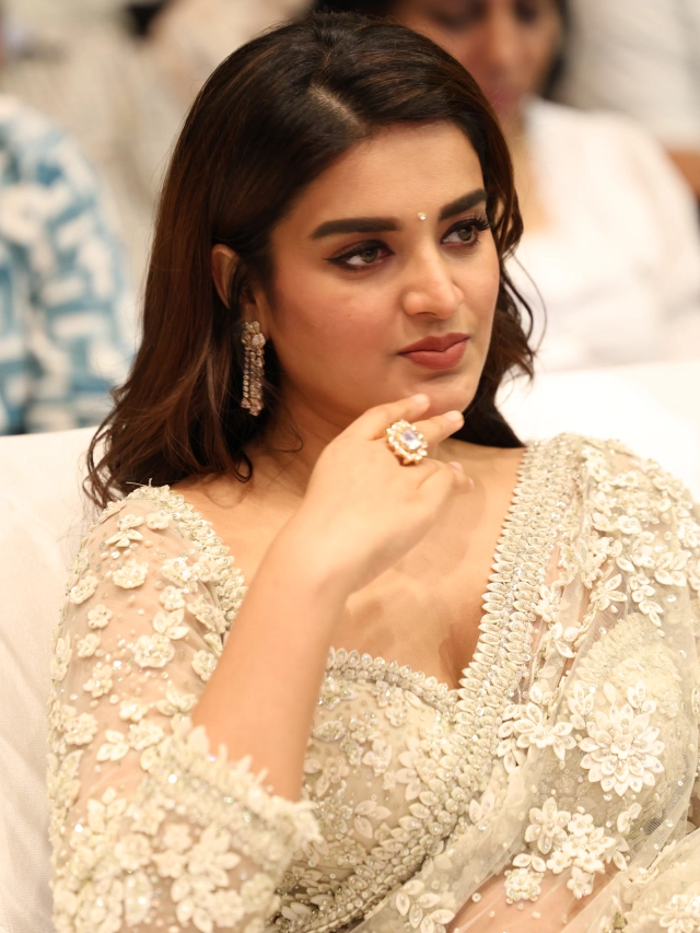 Nidhhi Agerwal Shines in Saree at HariHara VeeraMallu