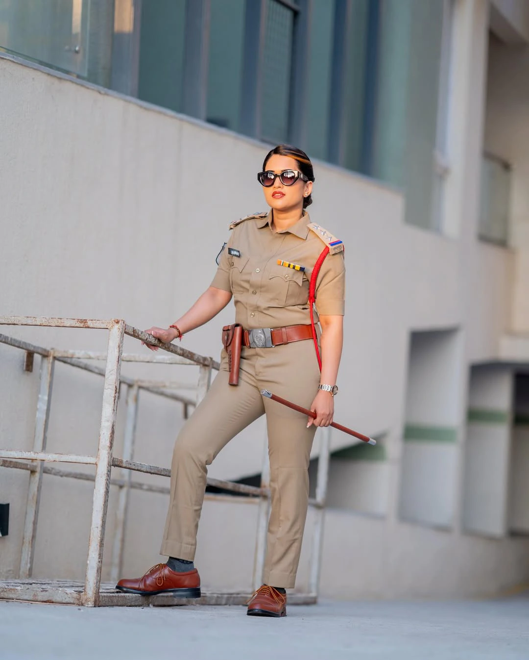 Sravanthi Chokarapu Stylish Looks in Police Dress