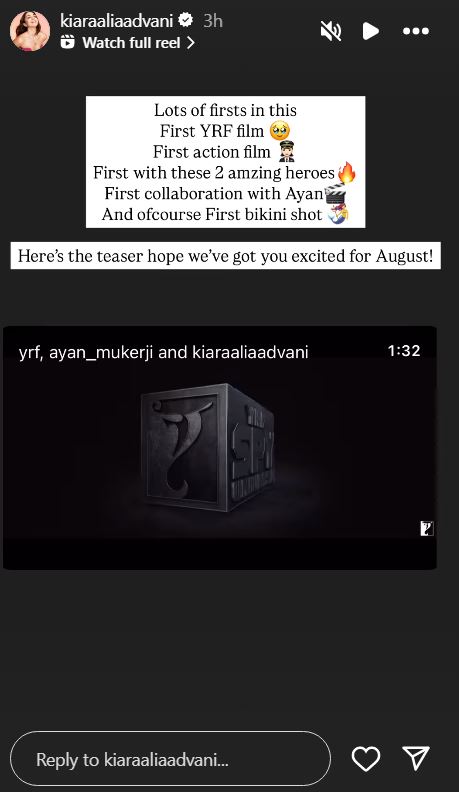 Kiara Advani Special Post on NTR Hrithik Roshan War 2 Teaser
