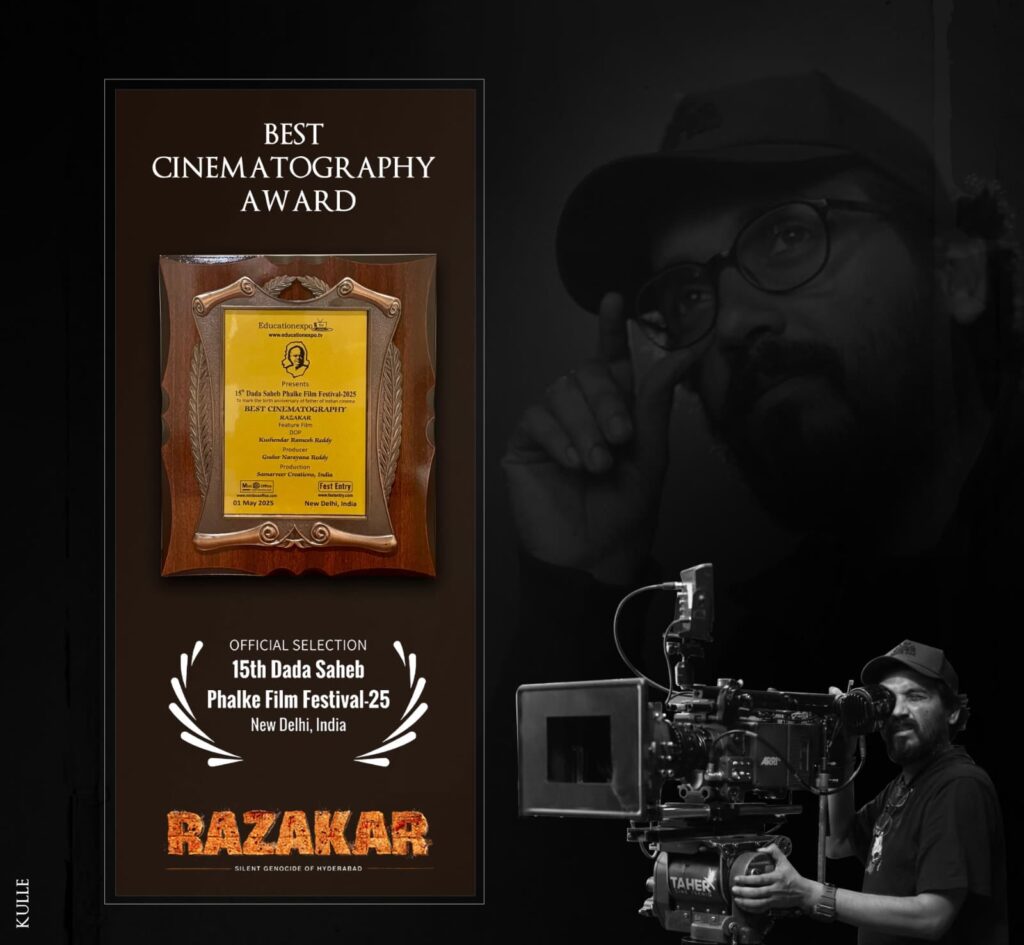 Razakar Movie Cinematographer Kushendar Ramesh Reddy gets Dadasaheb Phalke Film Festival Award
