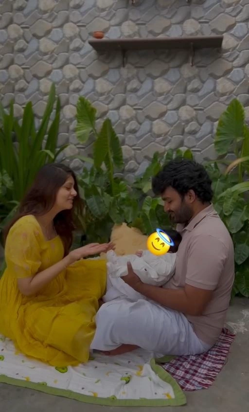 Kiran Abbavaram Cute Photos with Wife Rahasya Gorak and Son