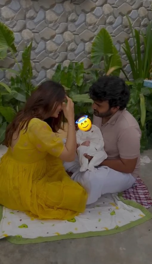 Kiran Abbavaram Cute Photos with Wife Rahasya Gorak and Son