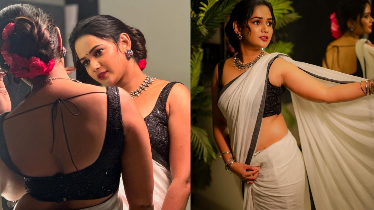 Ariyana Glory : నల్లంచు తెల్లచీర.. అరియనా గ్లోరీ లుక్స్ అదుర్స్..