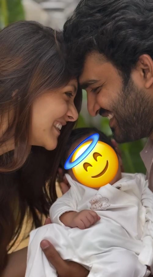 Kiran Abbavaram Cute Photos with Wife Rahasya Gorak and Son