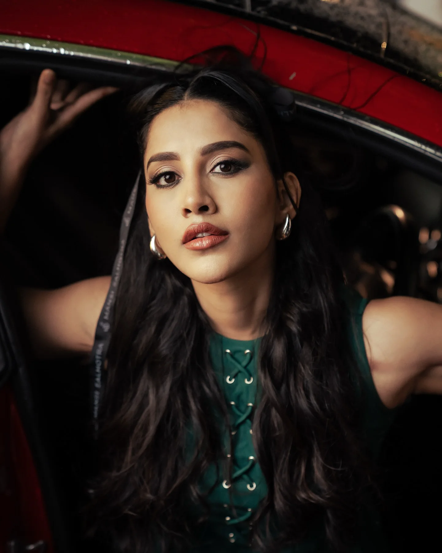 Nabha Natesh Stylish Poses in Car
