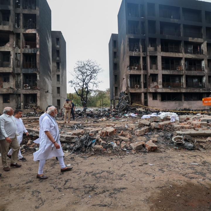 PM Modi visits Ahmedabad crash site