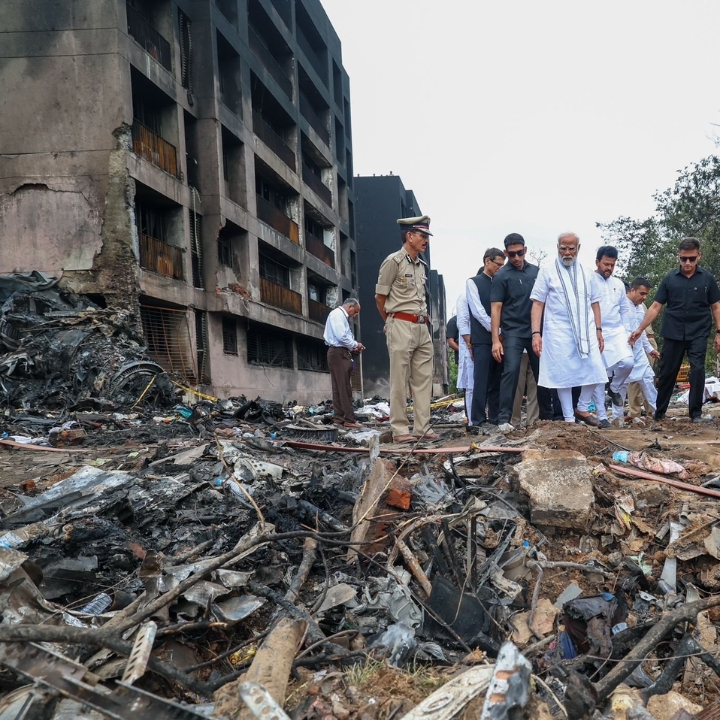Pm Modi Visits Air India Crash site