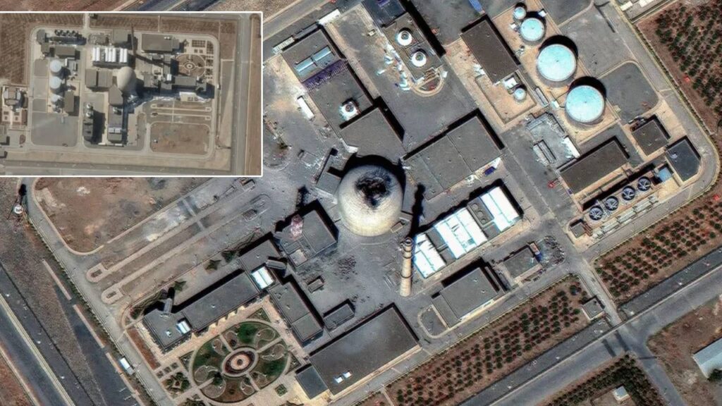 Satellite image large hole in Arak reactor building