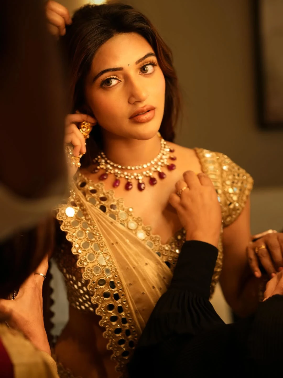 Sreeleela Shines in Golden Saree