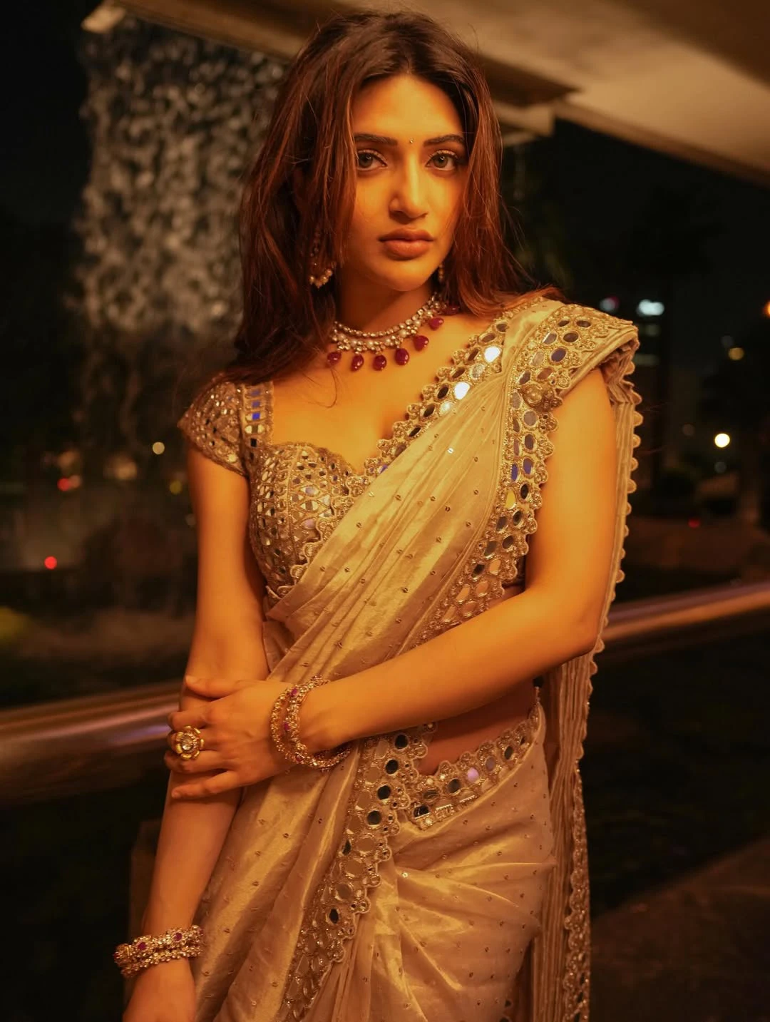 Sreeleela Shines in Golden Saree