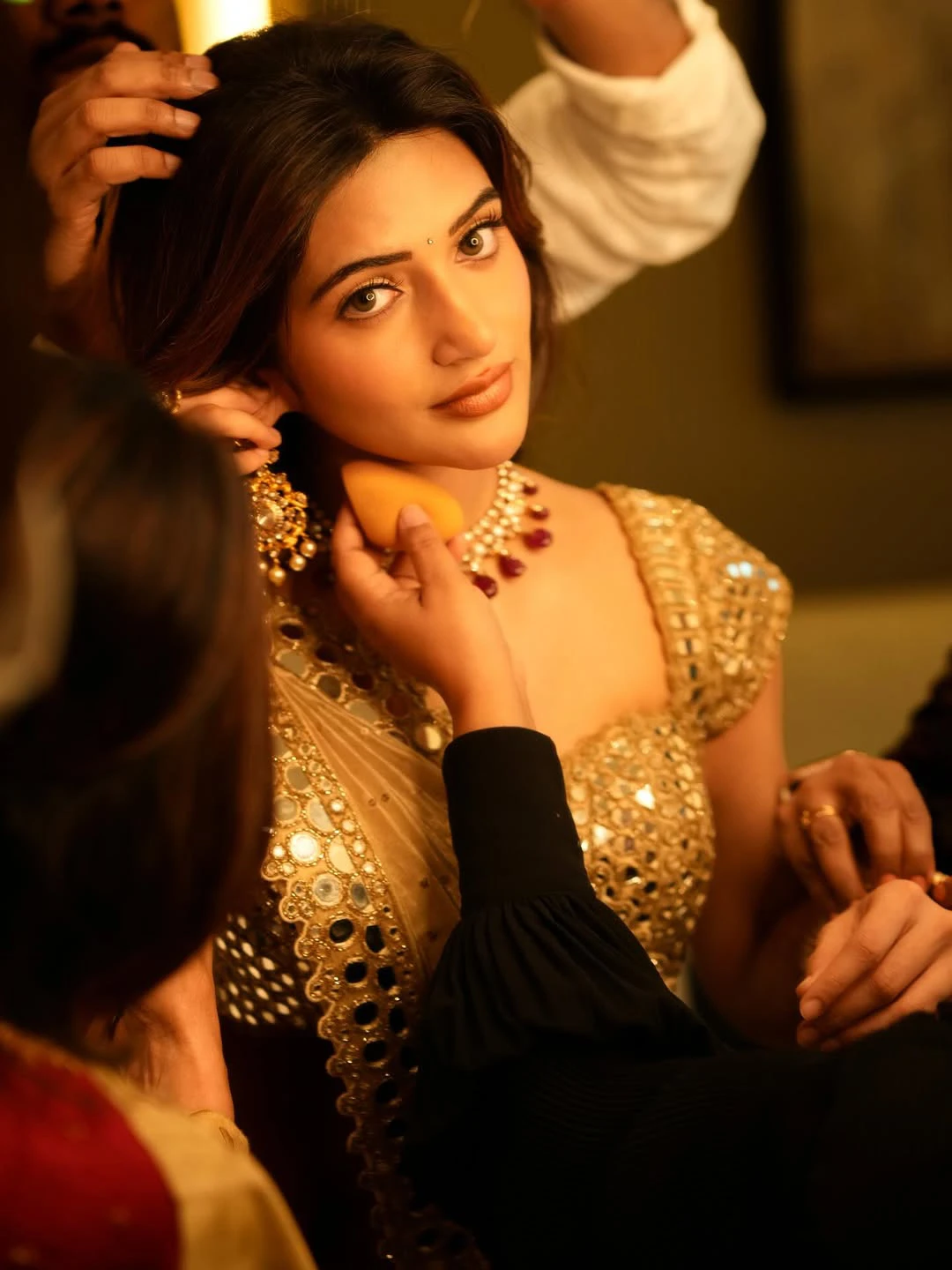 Sreeleela Shines in Golden Saree